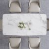 Modanio Modern X-Shape Base Dining Table With Marble Top And 6 Chairs