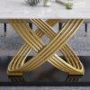 Modanio Modern X-Shape Base Dining Table With Marble Top And 6 Chairs