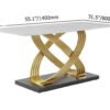 Modanio Modern X-Shape Base Dining Table With Marble Top And 6 Chairs