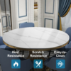 Modanio Modern Fluted Pillar Dining Table With Round Marble Top with 4 Chairs
