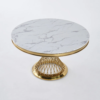 Modanio Modern Fluted Pillar Dining Table With Round Marble Top with 4 Chairs