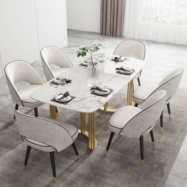Modanio Premium Twin Grace Dining Table with Marble Top with 6 Chairs