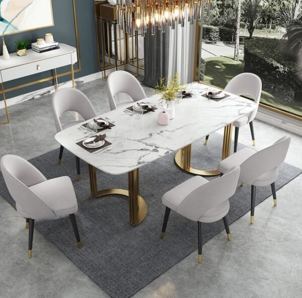 Modanio Premium Twin Grace Dining Table with Marble Top with 6 Chairs