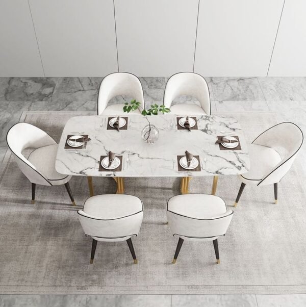 Modanio Premium Twin Grace Dining Table with Marble Top with 6 Chairs