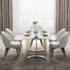 Modanio Premium Twin Grace Dining Table with Marble Top with 6 Chairs