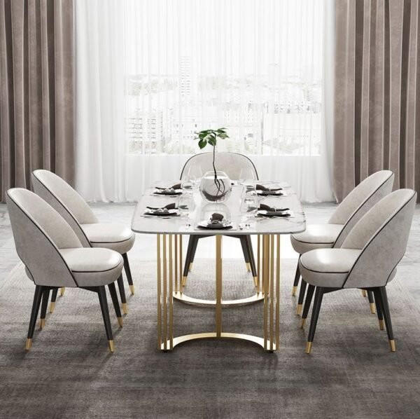 Modanio Premium Twin Grace Dining Table with Marble Top with 6 Chairs