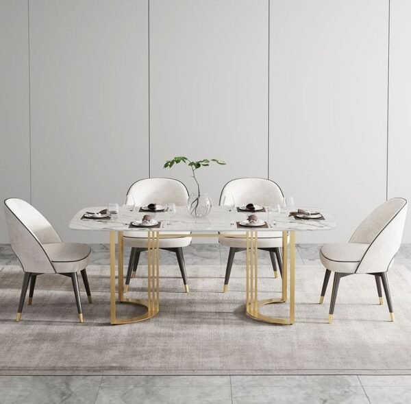 Modanio Premium Twin Grace Dining Table with Marble Top with 6 Chairs