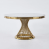 Modanio Modern Fluted Pillar Dining Table With Round Marble Top with 4 Chairs