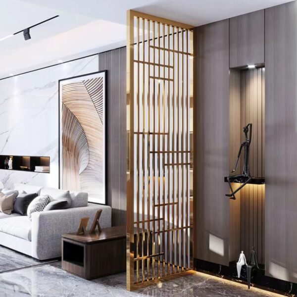Modanio Premium Gold PVD Partition Custom Stainless Steel Room Divider for Modern Interiors