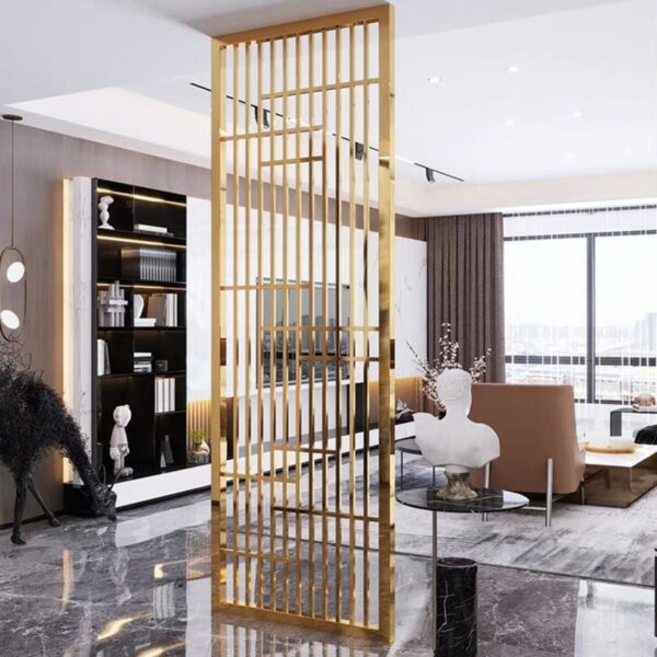 Modanio Premium Gold PVD Partition Custom Stainless Steel Room Divider for Modern Interiors