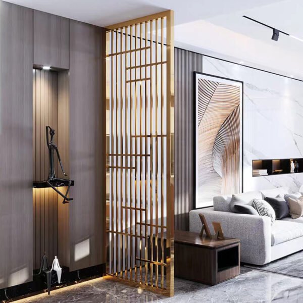 Modanio Premium Gold PVD Partition Custom Stainless Steel Room Divider for Modern Interiors