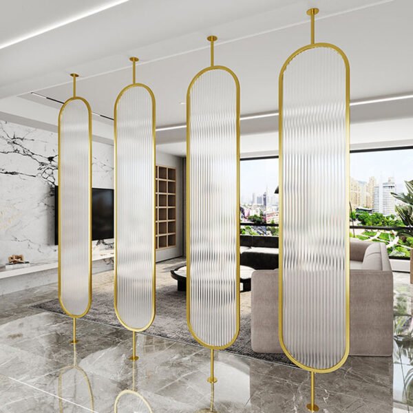 Modanio Oval Shape Stainless Steel Room Partition /Divider with Moru Glass