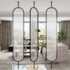 Modanio Oval Shape Stainless Steel Room Partition /Divider with Moru Glass