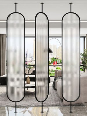 Modanio Oval Shape Stainless Steel Room Partition /Divider with Moru Glass