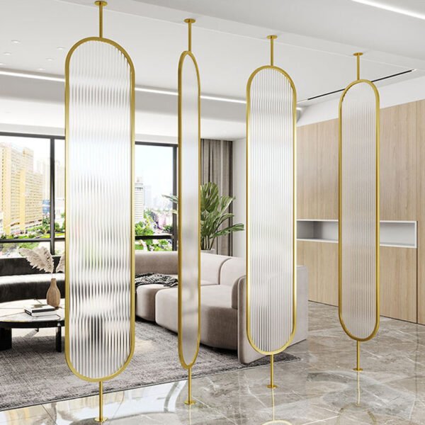 Modanio Oval Shape Stainless Steel Room Partition /Divider with Moru Glass