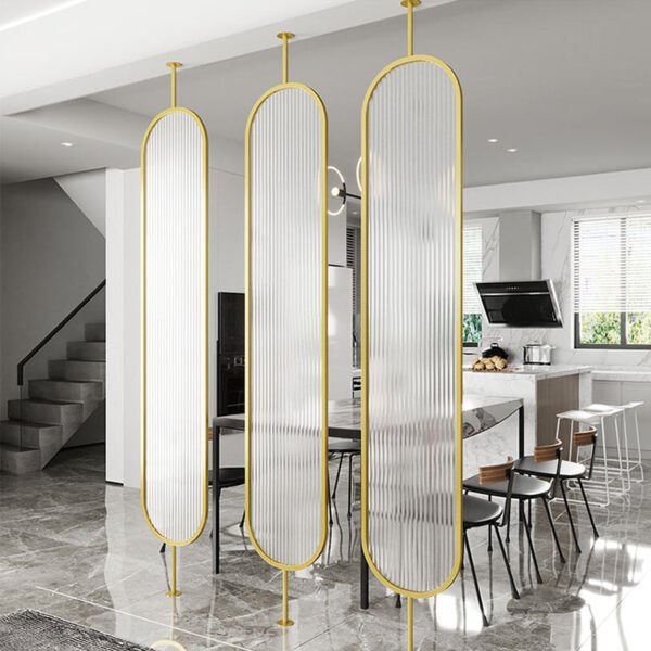 Modanio Oval Shape Stainless Steel Room Partition /Divider with Moru Glass