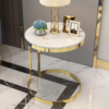 Modanio Side Table with Round Marble Top And Stainless Frame, Bedside Table for Bedroom and End Table For Living Room