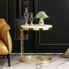 Modanio Side Table with Round Marble Top And Stainless Frame, Bedside Table for Bedroom and End Table For Living Room