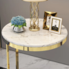 Modanio Side Table with Round Marble Top And Stainless Frame, Bedside Table for Bedroom and End Table For Living Room