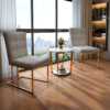 Modanio Italian Marble Round End Table for Living Room with Storage Shelf Gold Stainless Steel