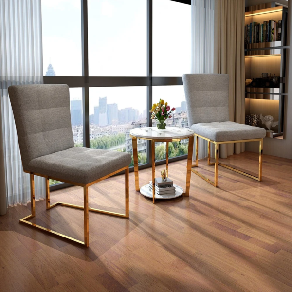 Modanio Italian Marble Round End Table for Living Room with Storage Shelf Gold Stainless Steel
