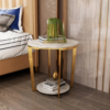 Modanio Italian Marble Round End Table for Living Room with Storage Shelf Gold Stainless Steel