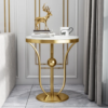 Modanio Gold Round End Table Modern Side Table with Stream-Lined Stainless Steel Pedestal