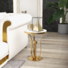 Modanio Gold Round End Table Modern Side Table with Stream-Lined Stainless Steel Pedestal