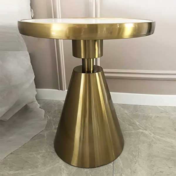 Modanio Nova Nest Side Table With Gold Finish And Marble Top