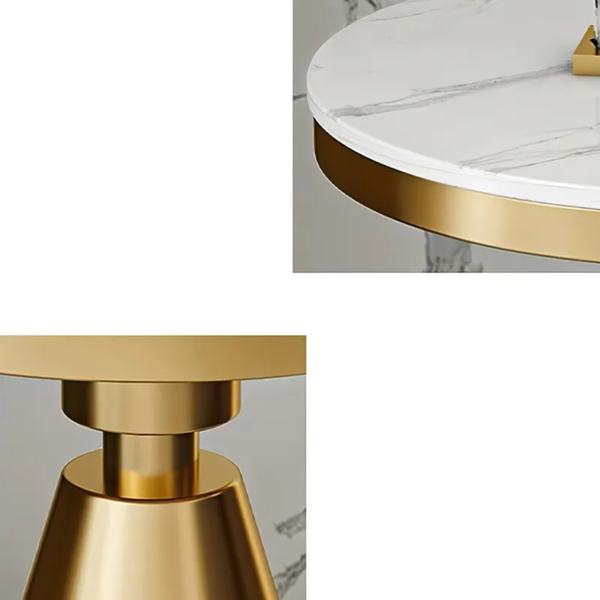 Modanio Nova Nest Side Table With Gold Finish And Marble Top