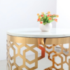 Modanio Contemporary Side Table | Currs Round Gold Side Table with Marble Top | End Table with Stainless Steel Frame, 16"Dia x 18"H