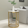 Modanio Modern  2-Tier Marble End Table with Gold Finish | Elegant Storage Side Table