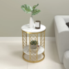 Modanio Modern  2-Tier Marble End Table with Gold Finish | Elegant Storage Side Table