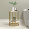 Modanio Modern  2-Tier Marble End Table with Gold Finish | Elegant Storage Side Table