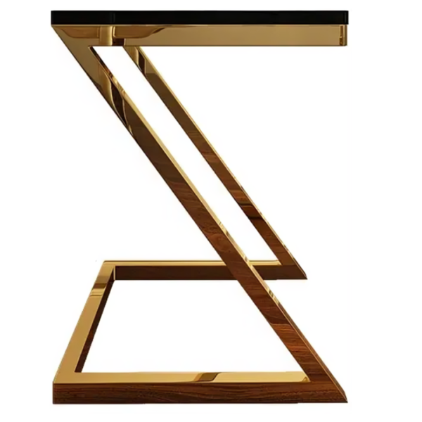 Modanio Z-Shape Bedside Table | Premium Gold Finish Side Table with Italian Marble Top for Bedroom