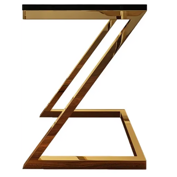Modanio Z-Shape Bedside Table | Premium Gold Finish Side Table with Italian Marble Top for Bedroom