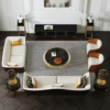 Modanio 2 Tier Round Black Marble Top Gold End Table Double Storage Nightstand