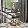 Modanio 2 Tier Round Black Marble Top Gold End Table Double Storage Nightstand