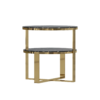 Modanio 2 Tier Round Black Marble Top Gold End Table Double Storage Nightstand