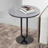 Modanio Modern Oval End Table with  Round Marble Top (16"Dia x 22"H)