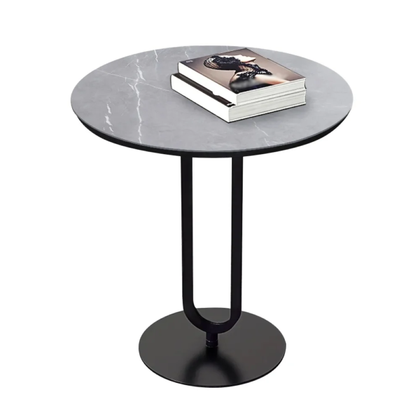 Modanio Modern Oval End Table with  Round Marble Top (16"Dia x 22"H)