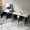 Modanio 60" Fluted TV Console with Italian Marble Top and Storage Cabinets