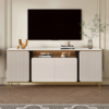 Modanio Tall Beige TV Console with Top Italian Marble with 4 Doors & 5 Shelves 63X14"