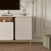 Modanio Tall Beige TV Console with Top Italian Marble with 4 Doors & 5 Shelves 63X14"