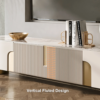 Modanio Marble Top Beige & Gold TV Stand with 4 Door Media Console for Living Room