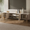 Modanio Marble Top Beige & Gold TV Stand with 4 Door Media Console for Living Room