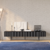 Modanio Modern Line Media Console TV Stand with Drawers & Black Metal Legs