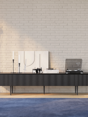 MOD-TC-05_1 Modanio Modern Line Media Console TV Stand with Drawers & Black Metal Legs