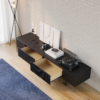 Modanio Modern Line Media Console TV Stand with Drawers & Black Metal Legs