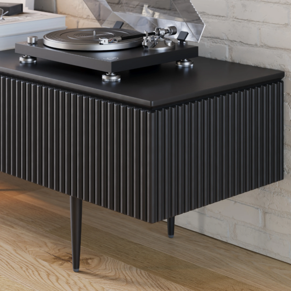 Modanio Modern Line Media Console TV Stand with Drawers & Black Metal Legs